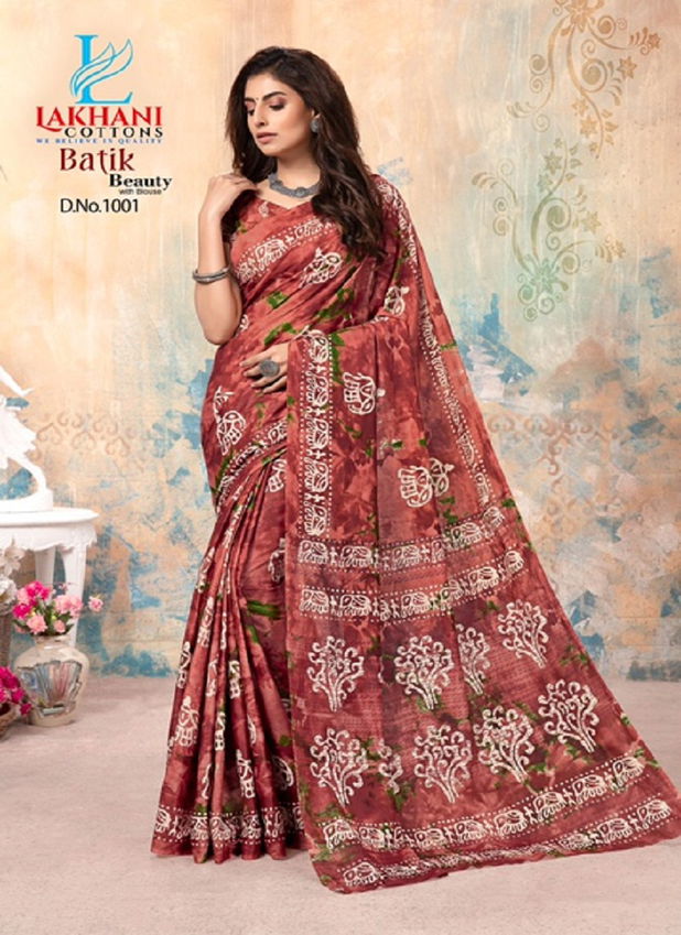 Lakhani Batik Latest Fancy Designer  Beauty Printed Cotton Saree Collection